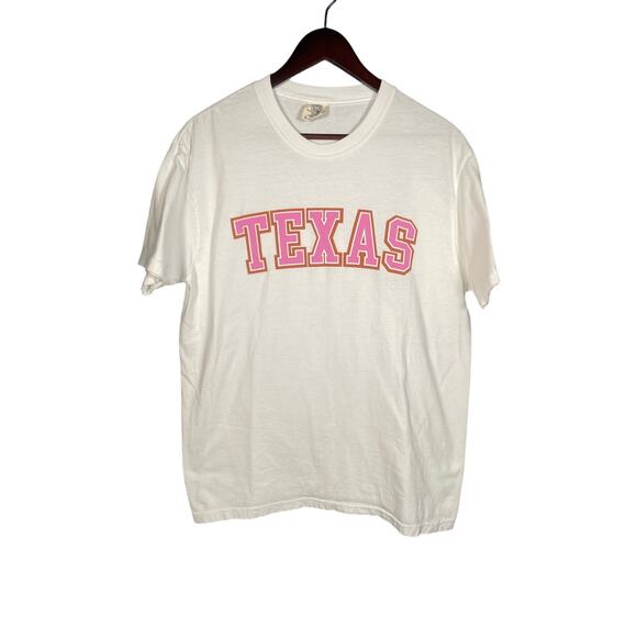 Texas Tee by Comfort Colors Womens Large White/Pk/Org SS Longhorns Summer Casual - Picture 1 of 4